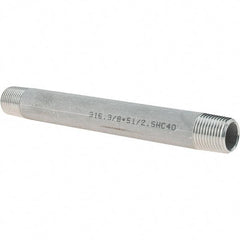 Value Collection - 3/8" Pipe x 5-1/2" Long, Grade 316/316L Stainless Steel Pipe Nipple - Welded & Threaded - Eagle Tool & Supply