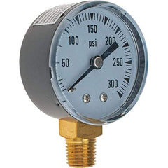 Value Collection - 2" Dial, 1/4 Thread, 0-300 Scale Range, Pressure Gauge - Lower Connection Mount - Eagle Tool & Supply