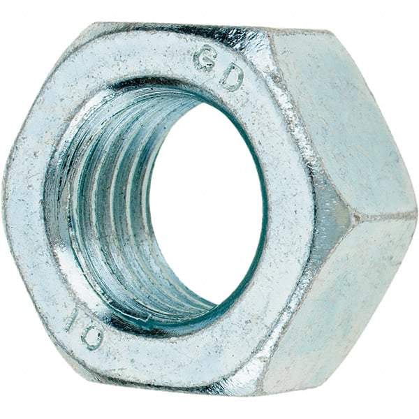 Value Collection - M20x2.50 Metric Coarse Steel Right Hand Hex Nut - 30mm Across Flats, 16mm High, Zinc-Plated Finish - Eagle Tool & Supply