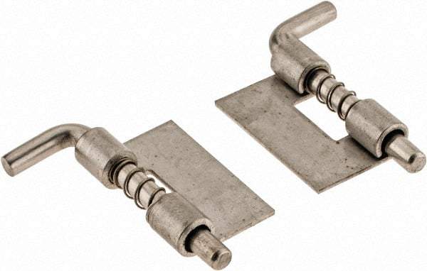 Value Collection - 1/2" Wide x 0.04" Thick, Spring Loaded Latch Hinge - Stainless Steel, Zinc Plated Finish - Eagle Tool & Supply