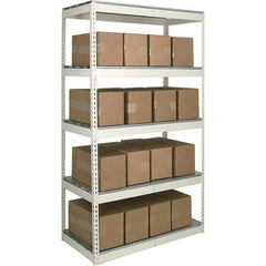 Hallowell - 5 Shelf Starter Open Steel Shelving - 1 Lb Capacity, 72" Wide x 120" High x 30" Deep, Tan - Eagle Tool & Supply