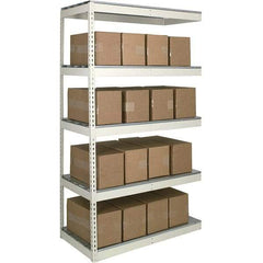 Hallowell - 5 Shelf Add-On Open Steel Shelving - 500 Lb Capacity, 72" Wide x 120" High x 30" Deep, Tan - Eagle Tool & Supply