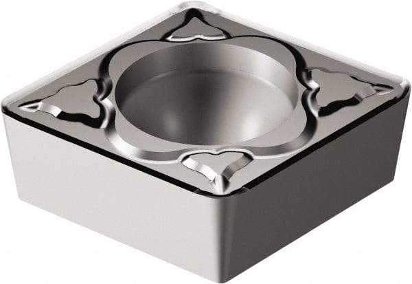 Sandvik Coromant - CCMT21.52 MM Grade 1105 Carbide Turning Insert - TiAlN Finish, 80° Diamond, 1/4" Inscr Circle, 3/32" Thick, 1/32" Corner Radius - Eagle Tool & Supply