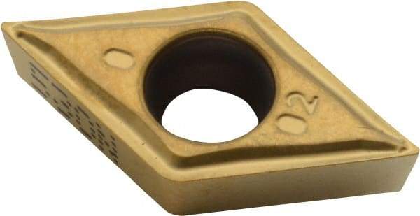 Iscar - DCMT3-0 SM Grade IC530N Cermet Turning Insert - TiCN/TiN Finish, 55° Diamond, 3/8" Inscr Circle, 5/32" Thick, 0.008" Corner Radius - Eagle Tool & Supply