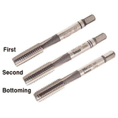 Iscar - M2.5x0.45 Metric Coarse, 3 Flute, Bottoming, Plug & Taper, Uncoated, Uncoated Finish, High Speed Steel Tap Set - Right Hand Cut, 40mm OAL, 0.354" Thread Length, 6H Class of Fit, Series TPH - Eagle Tool & Supply