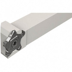 Iscar - External Thread, 0.8mm Min Groove Width, 135mm OAL, Left Hand Indexable Grooving Cutoff Toolholder - 25mm Shank Height x 25mm Shank Width, PENTA 24N Insert Style, PCHLS Toolholder Style, Series PentaCut - Eagle Tool & Supply