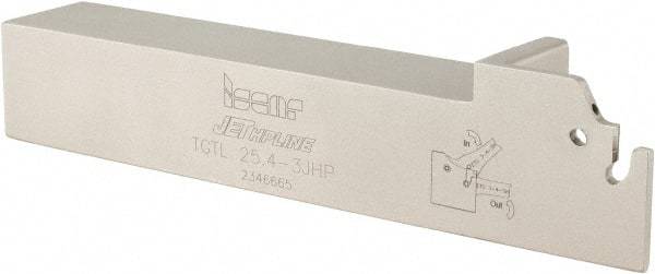 Iscar - External Thread, 1.122" Max Depth of Cut, 2.8mm Min Groove Width, 150mm OAL, Left Hand Indexable Grooving Cutoff Toolholder - 1" Shank Height x 1" Shank Width, TAG Insert Style, TGT Toolholder Style, Series Tang-Grip - Eagle Tool & Supply