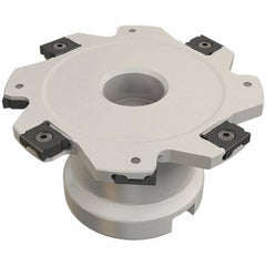 Iscar - Shell Mount B Connection, 0.118" Cutting Width, 26mm Depth of Cut, 100mm Cutter Diam, 27mm Hole Diam, 12 Tooth Indexable Slotting Cutter - FDN-LN08 Toolholder, LNET Insert, Right Hand Cutting Direction - Eagle Tool & Supply