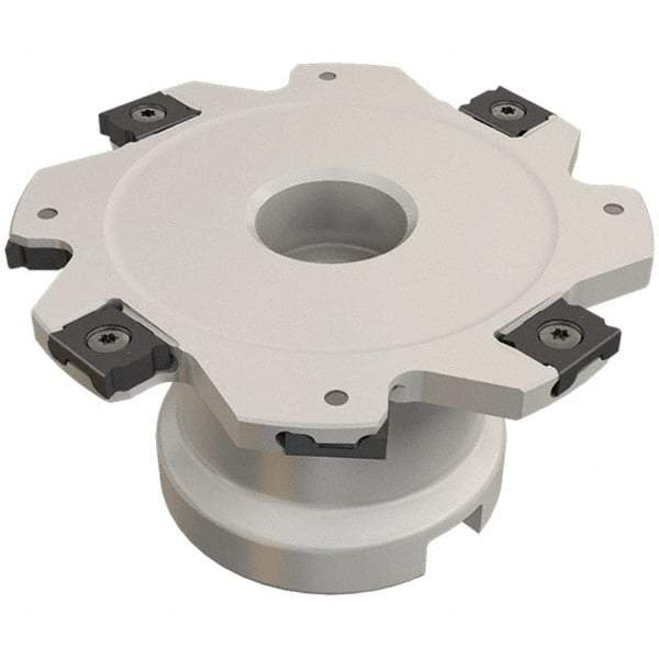 Iscar - Shell Mount A Connection, 0.236" Cutting Width, 22.5mm Depth of Cut, 80mm Cutter Diam, 22mm Hole Diam, 10 Tooth Indexable Slotting Cutter - FDN-LN08 Toolholder, LNET Insert, Right Hand Cutting Direction - Eagle Tool & Supply