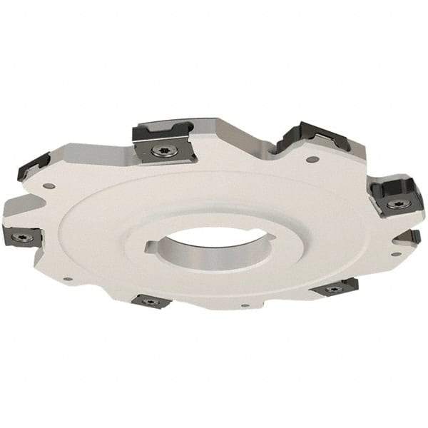 Iscar - Arbor Hole Connection, 0.197" Cutting Width, 22mm Depth of Cut, 80mm Cutter Diam, 22mm Hole Diam, 10 Tooth Indexable Slotting Cutter - SDN Toolholder, LNET Insert, Right Hand Cutting Direction - Eagle Tool & Supply