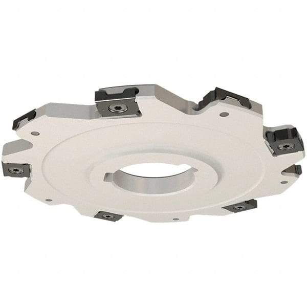 Iscar - Arbor Hole Connection, 0.157" Cutting Width, 27mm Depth of Cut, 100mm Cutter Diam, 27mm Hole Diam, 12 Tooth Indexable Slotting Cutter - SDN Toolholder, LNET Insert, Right Hand Cutting Direction - Eagle Tool & Supply