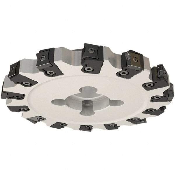 Iscar - Shell Mount B Connection, 0.744" Cutting Width, 30mm Depth of Cut, 125mm Cutter Diam, 32mm Hole Diam, 8 Tooth Indexable Slotting Cutter - FDN-CALN15 Toolholder, LNHT, LNKX, LNMT, LNMW Insert, Right Hand Cutting Direction - Eagle Tool & Supply