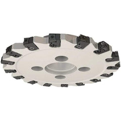 Iscar - Shell Mount C Connection, 0.551" Cutting Width, 58mm Depth of Cut, 250mm Cutter Diam, 60mm Hole Diam, 16 Tooth Indexable Slotting Cutter - FDN-CALN11 Toolholder, LNHT Insert, Right Hand Cutting Direction - Eagle Tool & Supply