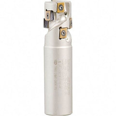 Iscar - 1-1/4" Cut Diam, 1.4" Max Depth of Cut, 1-1/4" Shank Diam, 4-1/4" OAL, Indexable Square Shoulder Helical End Mill - Weldon Shank, 90° Lead Angle, Through Coolant, Series Helitang - Eagle Tool & Supply