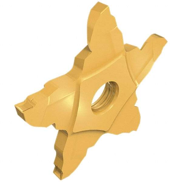 Iscar - 34F40004022PENTA F Grade IC908, 4mm Cutting Width Carbide Grooving Insert - 5mm Max Depth of Cut, Left Hand, 0.4mm Corner Radius, TiAlN Finish - Eagle Tool & Supply