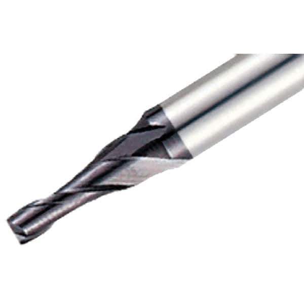 Iscar - 2° Taper Angle per Side, 8mm Small End Diam, 25mm LOC, Solid Carbide 2 Flute Tapered Square End Mill - TiAlN Finish, 70mm OAL, 8mm Shank Diam, Spiral Flute, 30° Helix - Eagle Tool & Supply