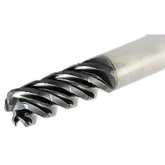 Iscar - 3/4" Diam, Variable Pitch, 1.87" LOC, 5 Flute Solid Carbide 0.15" Corner Radius Roughing End Mill - TiAlN Finish, 4" OAL, 3/4" Shank Diam, Single End, 38° Helix - Eagle Tool & Supply