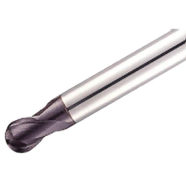 Iscar - 8mm Diam, 8mm LOC, 2 Flute Solid Carbide Ball End Mill - TiAlN Finish, Single End, 100mm OAL, 8mm Shank Diam, Spiral Flute - Eagle Tool & Supply