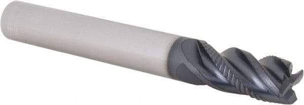 Iscar - 3/8" Diam, 3/4" LOC, 4 Flute Solid Carbide Roughing & Finishing Corner Chamfer End Mill - TiAlN Finish, 3" OAL, 3/8" Shank Diam, Straight Shank, 38° Helix, Non-Centercutting - Eagle Tool & Supply