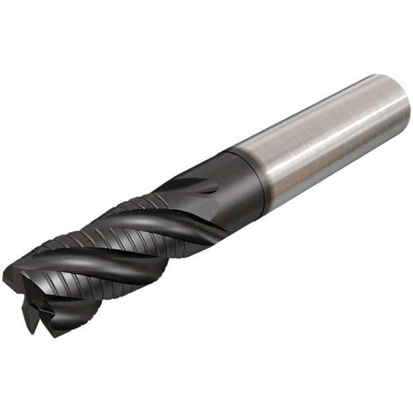 Iscar - 16mm Diam, 34mm LOC, 4 Flute Solid Carbide 45° Corner Chamfer Roughing End Mill - TiAlN Finish, 100mm OAL, 16mm Shank Diam, Single End, Extended Reach, 38° Helix - Eagle Tool & Supply