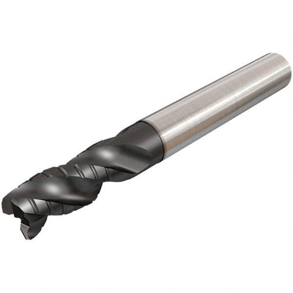 Iscar - 14mm Diam, 30mm LOC, 3 Flute Solid Carbide 45° Corner Chamfer Roughing End Mill - TiAlN Finish, 100mm OAL, 14mm Shank Diam, Single End, Extended Reach, 38° Helix - Eagle Tool & Supply