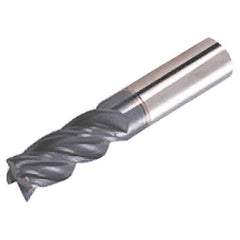 Iscar - 1/2", 4 Flute, Single End, Solid Carbide, 0.09" Corner Radius End Mill - 3-1/2" OAL, 38° Helix, Right Hand Flute, 1" LOC, Right Hand Cut, 1-1/2" Extended Reach - Eagle Tool & Supply