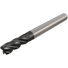 Iscar - 12mm, 4 Flute, Single End, Solid Carbide, Corner Chamfer End Mill - 83mm OAL, 38° Helix, Right Hand Flute, 26mm LOC, Right Hand Cut, 38mm Extended Reach - Eagle Tool & Supply