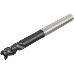 Iscar - 12mm Diam, Coarse Pitch, 14mm LOC, 3 Flute Solid Carbide 0.2mm Corner Radius Roughing End Mill - Uncoated, 100mm OAL, 12mm Shank Diam, Single End, Extended Reach, 45° Helix - Eagle Tool & Supply