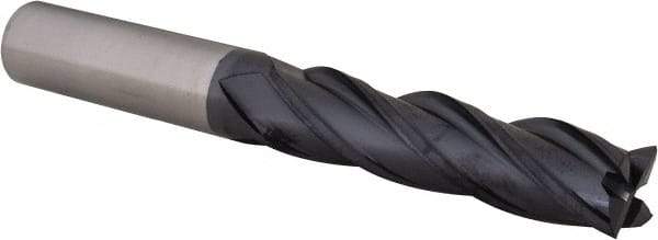 Value Collection - 1/2" Diam, 2" Length of Cut, 1/2" Shank Diam, 4" OAL, 4 Flute Solid Carbide Square End Mill - Single End, Uncoated, Spiral Flute, 30° Helix Angle, Long Length - Eagle Tool & Supply