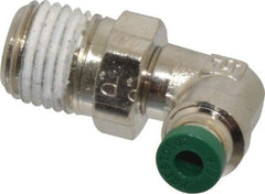 Parker - 1/8" Outside Diam, 1/4 NPTF, Nickel Plated Brass Push-to-Connect Tube Male Swivel Elbow - 300 Max psi, Tube to Male NPT Connection, Buna-N O-Ring - Eagle Tool & Supply
