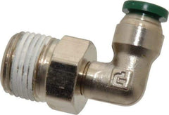Parker - 1/4" Outside Diam, 3/8 NPTF, Nickel Plated Brass Push-to-Connect Tube Male Swivel Elbow - 300 Max psi, Tube to Male NPT Connection, Buna-N O-Ring - Eagle Tool & Supply