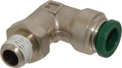 Parker - 5/16" Outside Diam, 1/8 NPTF, Nickel Plated Brass Push-to-Connect Tube Male Swivel Elbow - 300 Max psi, Tube to Male NPT Connection, Buna-N O-Ring - Eagle Tool & Supply
