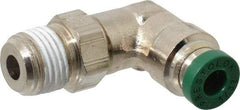 Parker - 5/32" Outside Diam, 1/8 NPTF, Nickel Plated Brass Push-to-Connect Tube Male Swivel Elbow - 300 Max psi, Tube to Male NPT Connection, Buna-N O-Ring - Eagle Tool & Supply