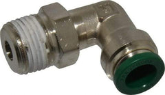 Parker - 3/8" Outside Diam, 3/8 NPTF, Nickel Plated Brass Push-to-Connect Tube Male Swivel Elbow - 300 Max psi, Tube to Male NPT Connection, Buna-N O-Ring - Eagle Tool & Supply