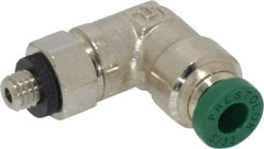 Parker - 5/32" Outside Diam, 10-32 UNF, Nickel Plated Brass Push-to-Connect Tube Male Swivel Elbow - 300 Max psi, Tube to Male UNF Connection, Buna-N O-Ring - Eagle Tool & Supply