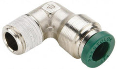 Parker - 5/16" Outside Diam, 1/4 NPTF, Nickel Plated Brass Push-to-Connect Tube Male Elbow - 300 Max psi, Tube to Male NPT Connection, Buna-N O-Ring - Eagle Tool & Supply