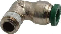 Parker - 1/4" Outside Diam, 1/8 NPTF, Nickel Plated Brass Push-to-Connect Tube Male Elbow - 300 Max psi, Tube to Male NPT Connection, Buna-N O-Ring - Eagle Tool & Supply