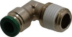 Parker - 1/4" Outside Diam, 1/4 NPTF, Nickel Plated Brass Push-to-Connect Tube Male Elbow - 300 Max psi, Tube to Male NPT Connection, Buna-N O-Ring - Eagle Tool & Supply
