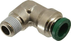 Parker - 5/16" Outside Diam, 1/8 NPTF, Nickel Plated Brass Push-to-Connect Tube Male Elbow - 300 Max psi, Tube to Male NPT Connection, Buna-N O-Ring - Eagle Tool & Supply