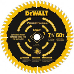 DeWALT - 7-1/4" Diam, 5/8" Arbor Hole Diam, 60 Tooth Wet & Dry Cut Saw Blade - Carbide-Tipped, Diamond Arbor - Eagle Tool & Supply