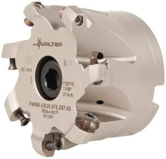 Walter - 3" Cut Diam, 1" Arbor Hole, 3mm Max Depth of Cut, 43° Indexable Chamfer & Angle Face Mill - 7 Inserts, ODM. 0504.., ODH. 0504.. Insert, Series F4080 - Eagle Tool & Supply