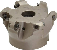 Walter - 3" Cut Diam, 1" Arbor Hole, 4mm Max Depth of Cut, 43° Indexable Chamfer & Angle Face Mill - 6 Inserts, ODM. 0605.., ODH. 0605.. Insert, Series F4080 - Eagle Tool & Supply