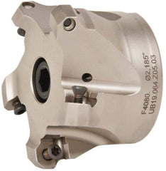 Walter - 4" Cut Diam, 1-1/2" Arbor Hole, 4mm Max Depth of Cut, 43° Indexable Chamfer & Angle Face Mill - 5 Inserts, ODM. 0605.., ODH. 0605.. Insert, Series F4080 - Eagle Tool & Supply