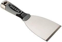 Hyde Tools - Stiff Stainless Steel Putty Scraper - 3" Blade Width x 4" Blade Length, 4-1/4" Long Cushioned Grip Handle - Eagle Tool & Supply