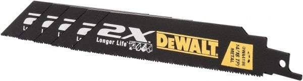 DeWALT - 6" Long x 1" Thick, Bi-Metal Reciprocating Saw Blade - Straight Profile, 14 to 18 TPI, Toothed Edge - Eagle Tool & Supply