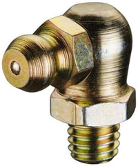 PRO-LUBE - 90° Head Angle, 1/4-18 NPT Steel Standard Grease Fitting - 9/16" Hex, 24mm Overall Height, 9.27mm Shank Length, Zinc Plated Finish - Eagle Tool & Supply