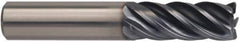 Kennametal - 5/8", 1-1/4" LOC, 5/8" Shank Diam, 3-1/2" OAL, 5 Flute, Solid Carbide Square End Mill - Single End, AlTiN Finish, Spiral Flute, Variable° Helix, Right Hand Cut, Right Hand Flute, Series UCDE - Eagle Tool & Supply