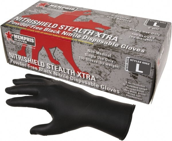 MCR Safety - Size M, 6 mil, Powder Free Nitrile Disposable Gloves - Eagle Tool & Supply