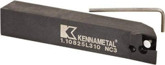 Kennametal - 1.108...93DEG, Left Hand Cut, -3° Lead Angle, 25mm Shank Height x 25mm Shank Width, Positive Rake Indexable Turning Toolholder - 150mm OAL, D2FIX15..LHP/FN/MS Insert Compatibility, Series Fix-Perfect - Eagle Tool & Supply