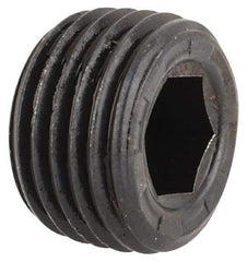 Made in USA - 1/8-27, 1/8" OAL, Alloy Steel Socket Pressure Plug - Uncoated, 7/8" Taper per Foot, 3/16" Hex Key - Eagle Tool & Supply